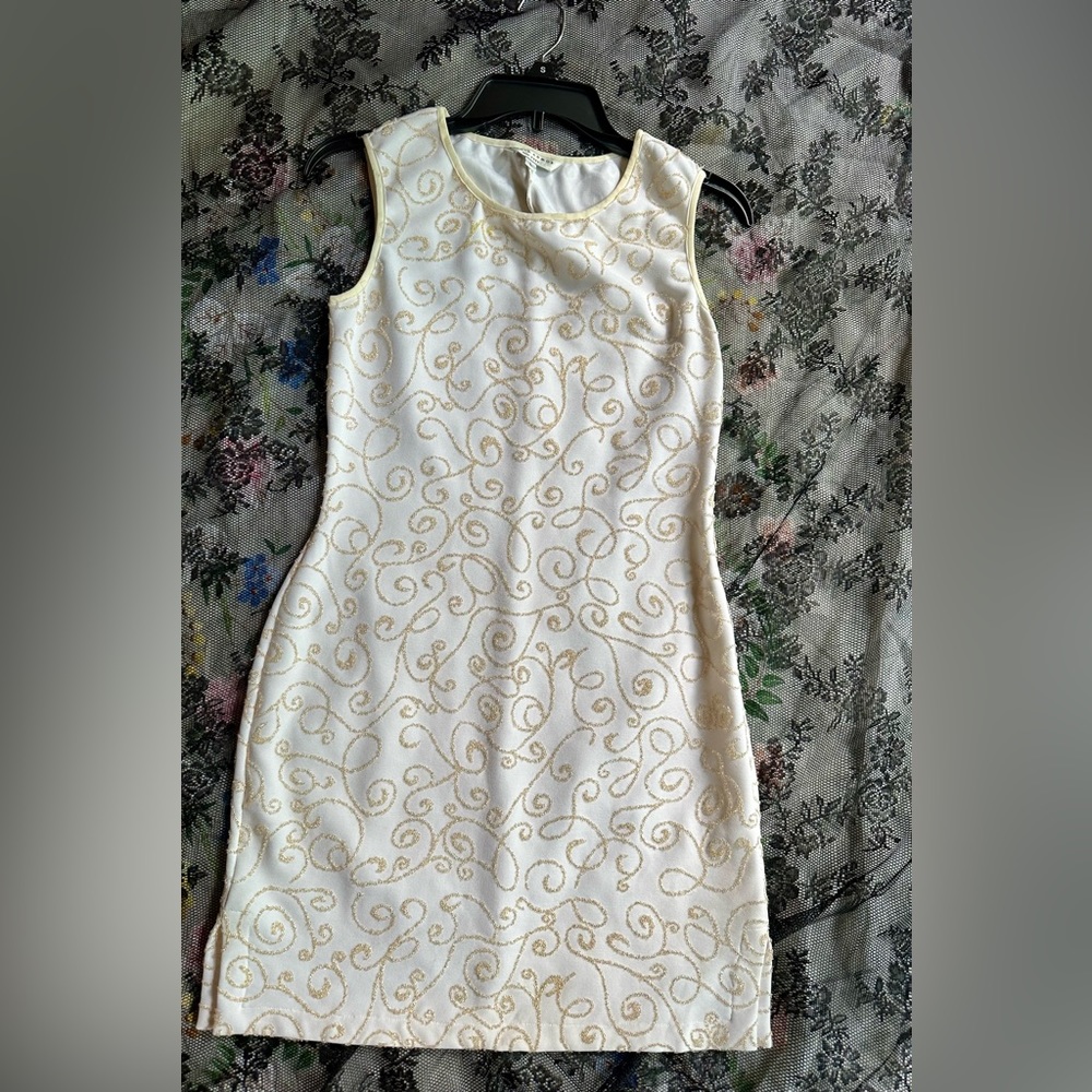 Alexia Admor white dress with gold beads. Size large.